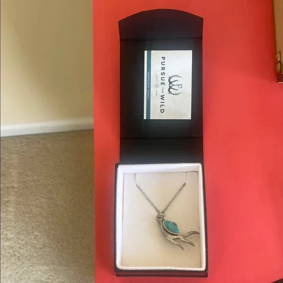 Silver and Turquoise antler Pendant Necklace - Picture 2 of 3